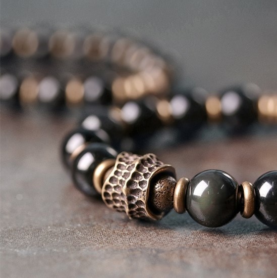 オニキスのブレスレット 黄銅 メンズ レーディス プレゼント 自分にご褒美 B038