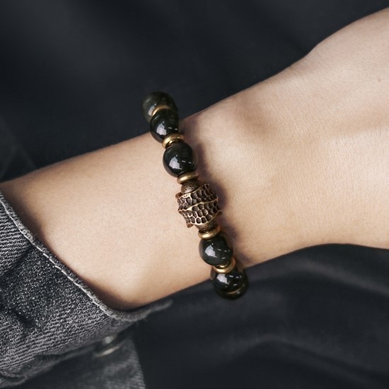 オニキスのブレスレット 黄銅 メンズ レーディス プレゼント 自分にご褒美 B038