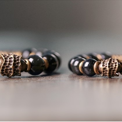 オニキスのブレスレット 黄銅 メンズ レーディス プレゼント 自分にご褒美 B038
