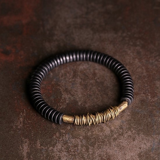 黒檀のブレスレット 黄銅 メンズ レーディス プレゼント 自分にご褒美 B040