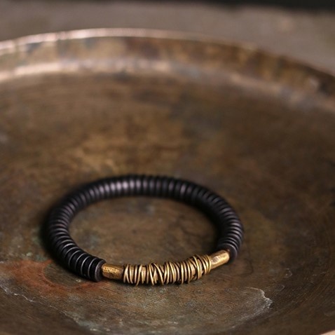 黒檀のブレスレット 黄銅 メンズ レーディス プレゼント 自分にご褒美 B040