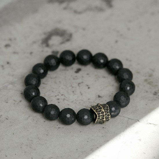 オニキスのブレスレット 黄銅 メンズ レーディス プレゼント 自分にご褒美 B041