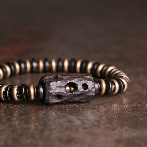 黒檀のブレスレット 黄銅 メンズ レーディス プレゼント 自分にご褒美 B042