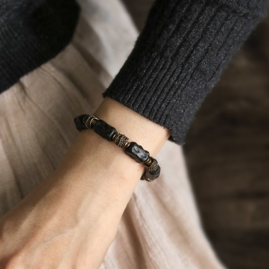 黒檀のブレスレット 黄銅 メンズ レーディス プレゼント 自分にご褒美 B043