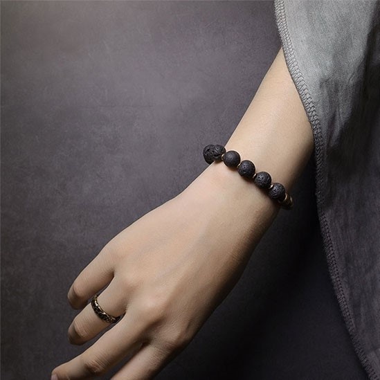 火山岩のブレスレット 黄銅 メンズ レーディス プレゼント B045