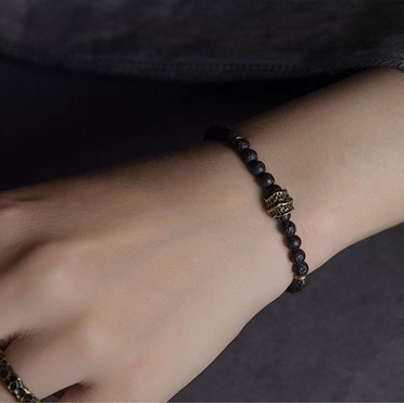 火山岩のブレスレット 黄銅 メンズ レーディス プレゼントB048