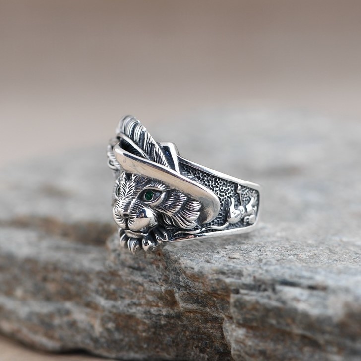 カウボーイのリング カウ猫 シルバー R017