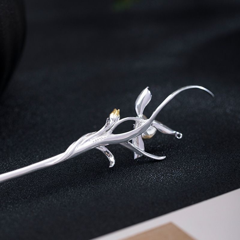 蘭の花のかんざし - 華麗な蘭の優美を楽しむヘアアクセサリーK121