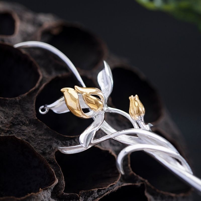 蘭の花のかんざし - 華麗な蘭の優美を楽しむヘアアクセサリーK121