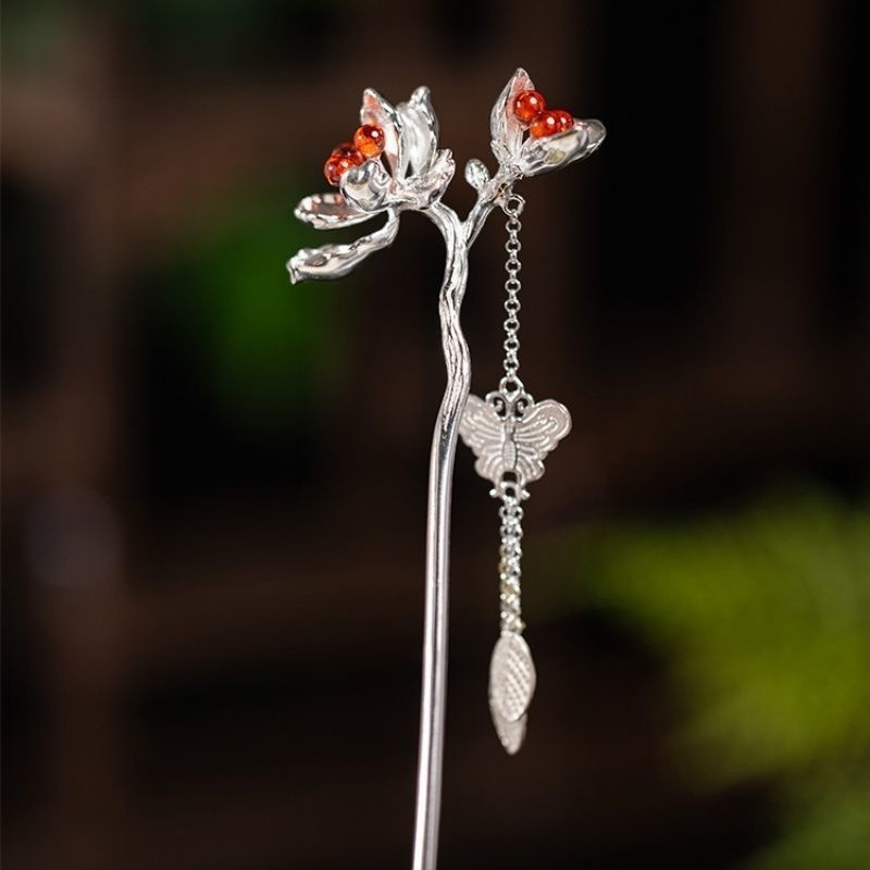 柘榴の花のかんざし - 伝統とモダンが調和したデザイン K180