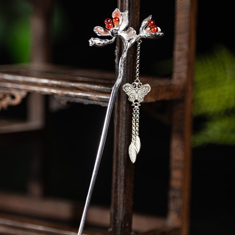 柘榴の花のかんざし - 伝統とモダンが調和したデザイン K180