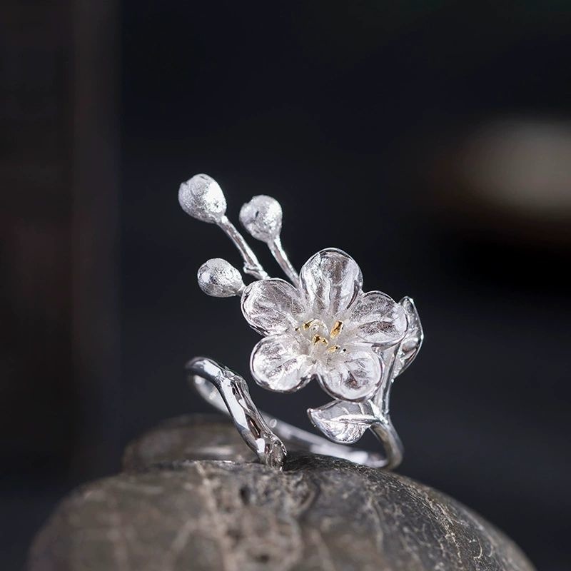 花海棠のリング - 銀色と金色の2種類で個性をプラス R368