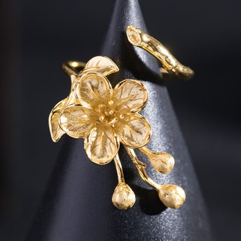 花海棠のリング - 銀色と金色の2種類で個性をプラス R368