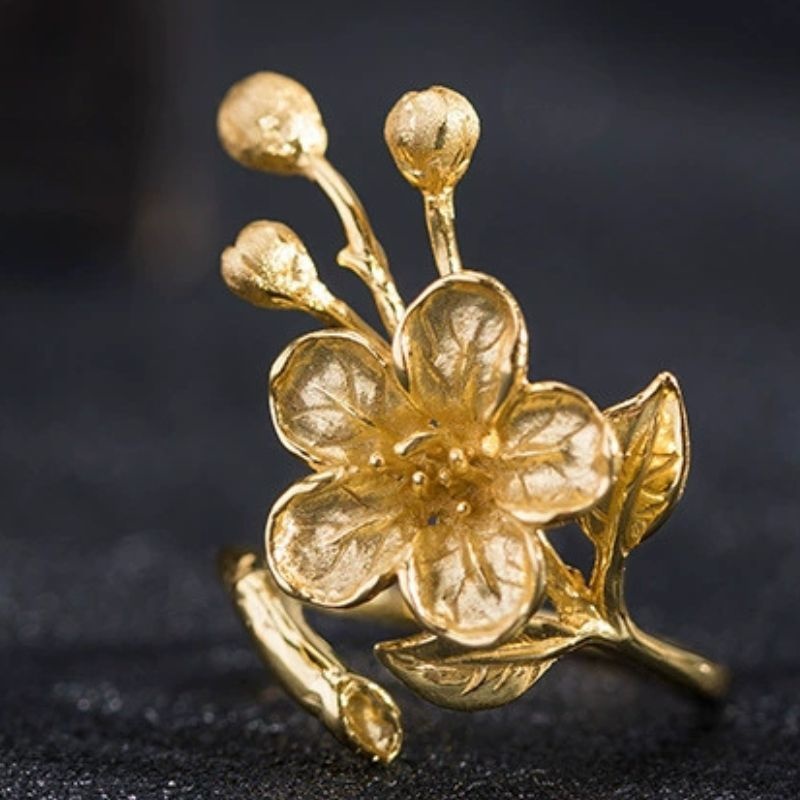 花海棠のリング - 銀色と金色の2種類で個性をプラス R368