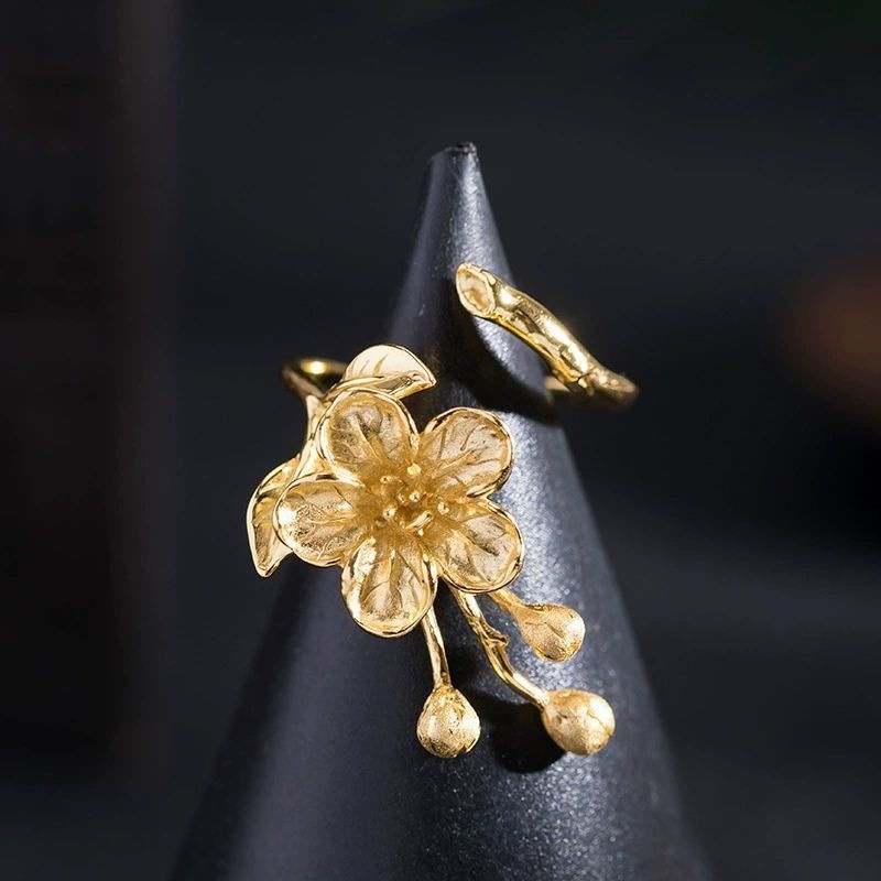 花海棠のリング - 銀色と金色の2種類で個性をプラス R368