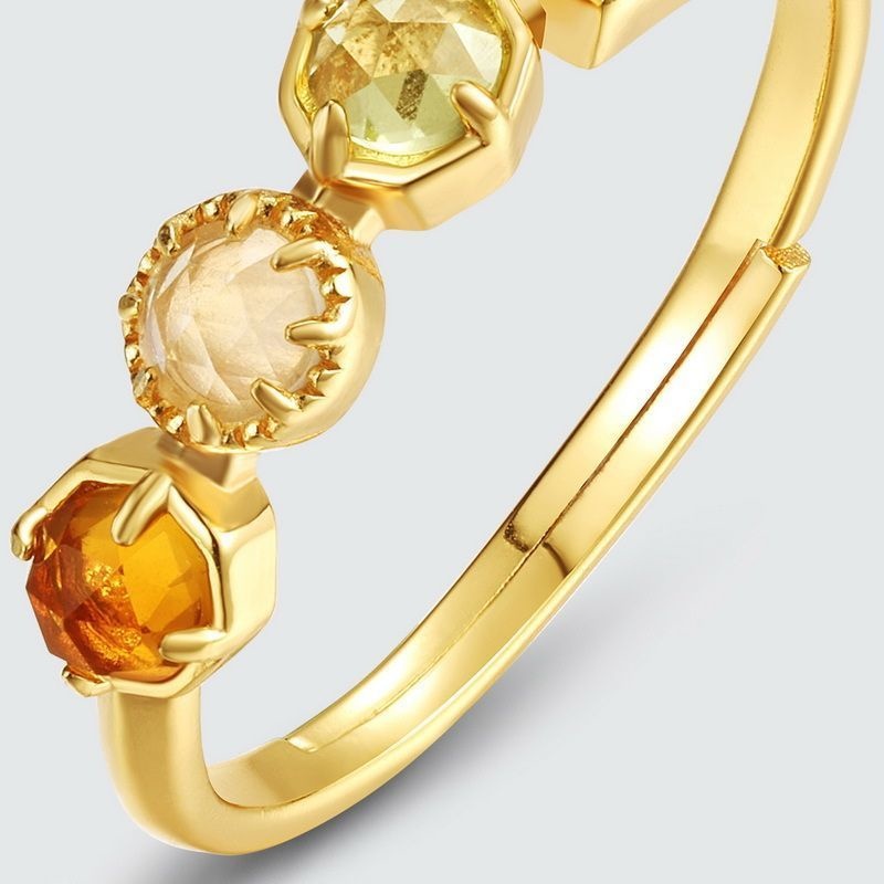 天然5石リング - 色とりどりの宝石たちが調和し虹のような美しさを放ち R382