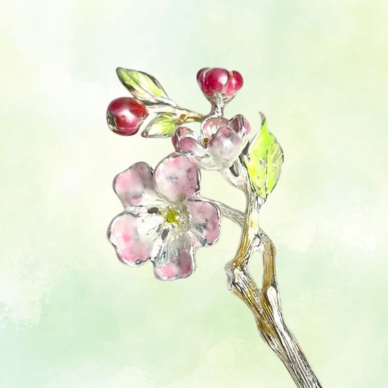 オーダーメイド簪 - リンゴの花をモチーフにしたかんざしをご紹介