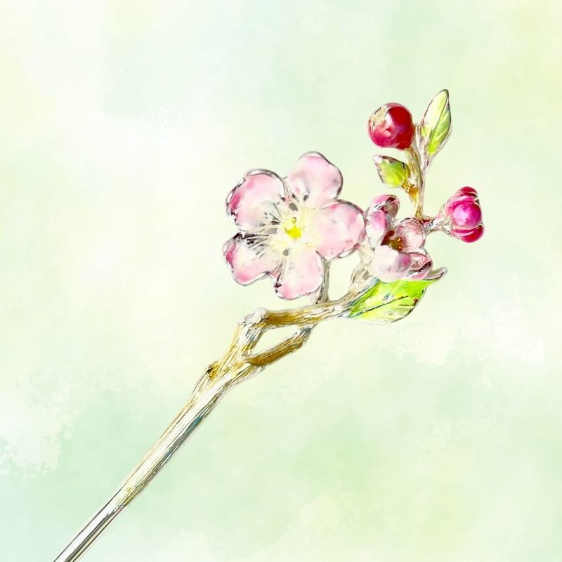 オーダーメイド簪 - リンゴの花をモチーフにしたかんざしをご紹介