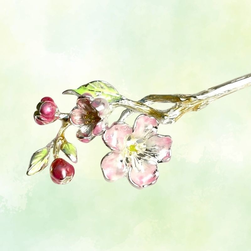 オーダーメイド簪 - リンゴの花をモチーフにしたかんざしをご紹介