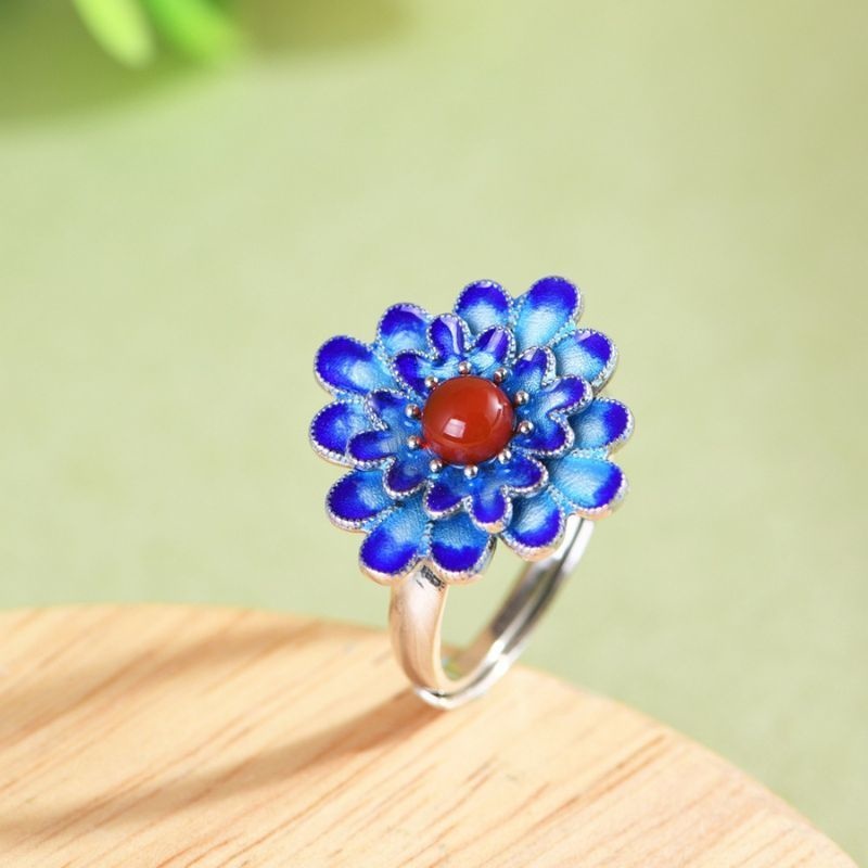 ガーベラのリング - 七宝焼きを施し、より華やかに R431