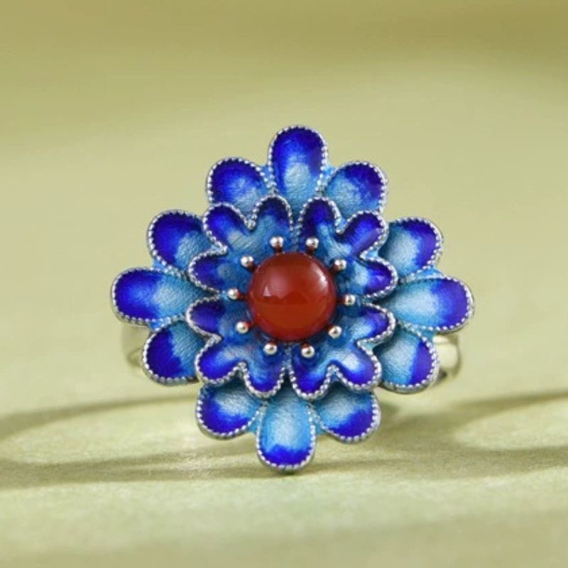 ガーベラのリング - 七宝焼きを施し、より華やかに R431