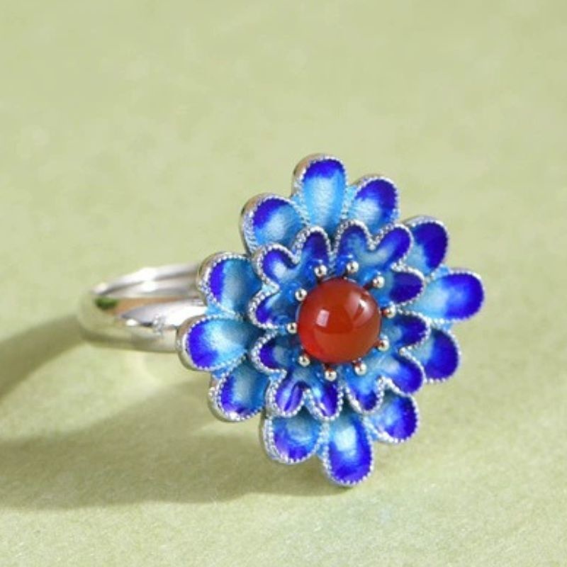 ガーベラのリング - 七宝焼きを施し、より華やかに R431