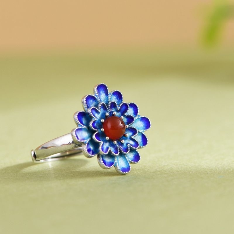 ガーベラのリング - 七宝焼きを施し、より華やかに R431