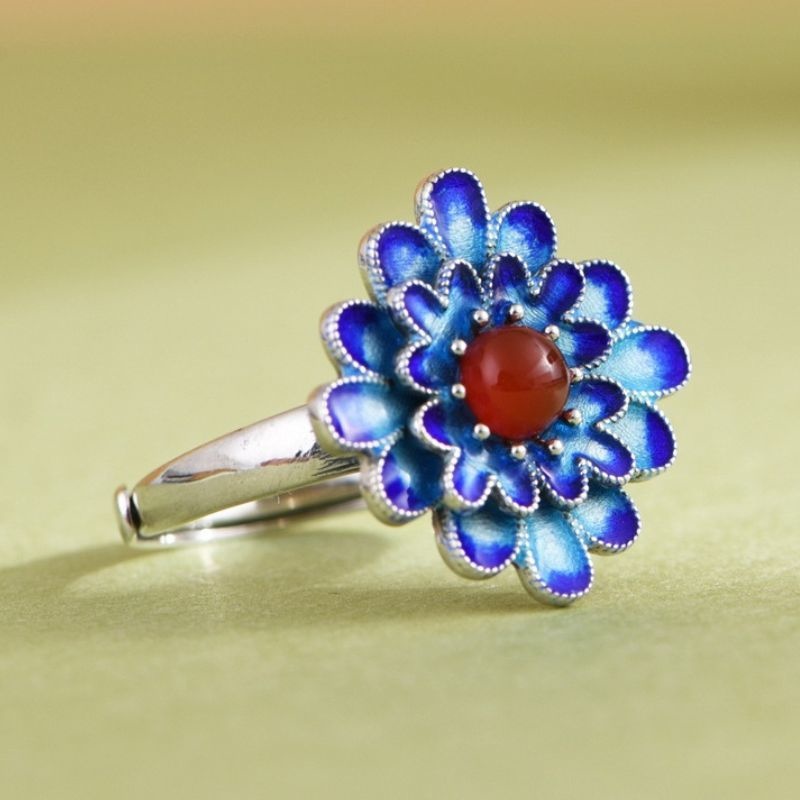 ガーベラのリング - 七宝焼きを施し、より華やかに R431