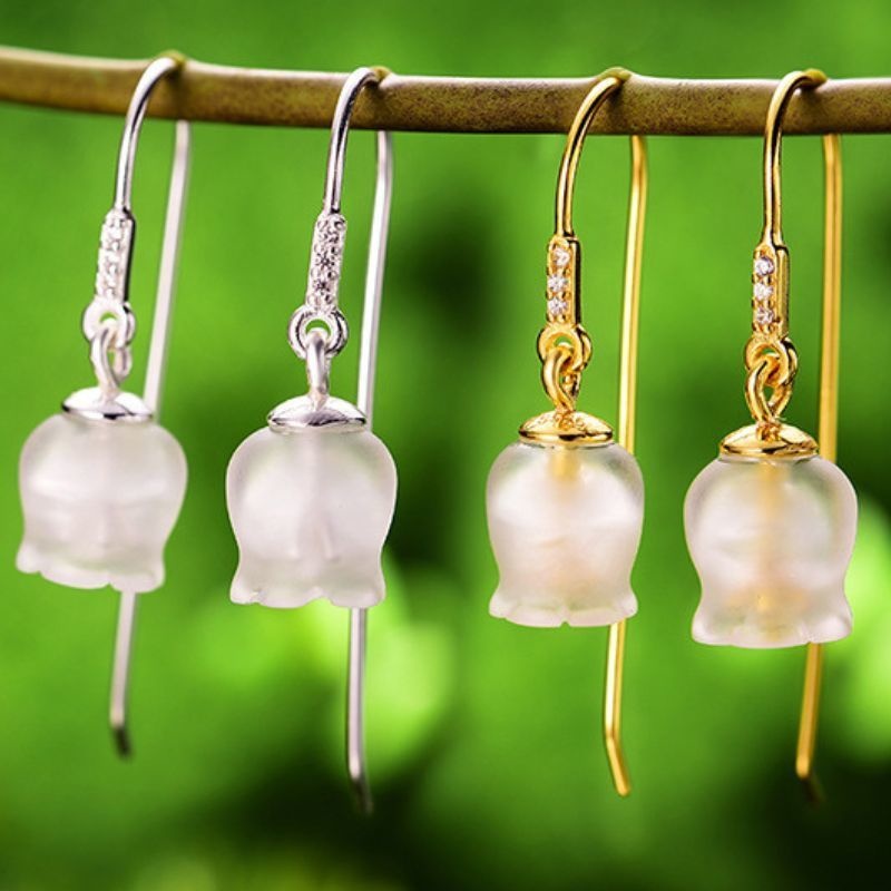 鈴蘭のピアス - 水晶を使用した繊細なデザイン P199