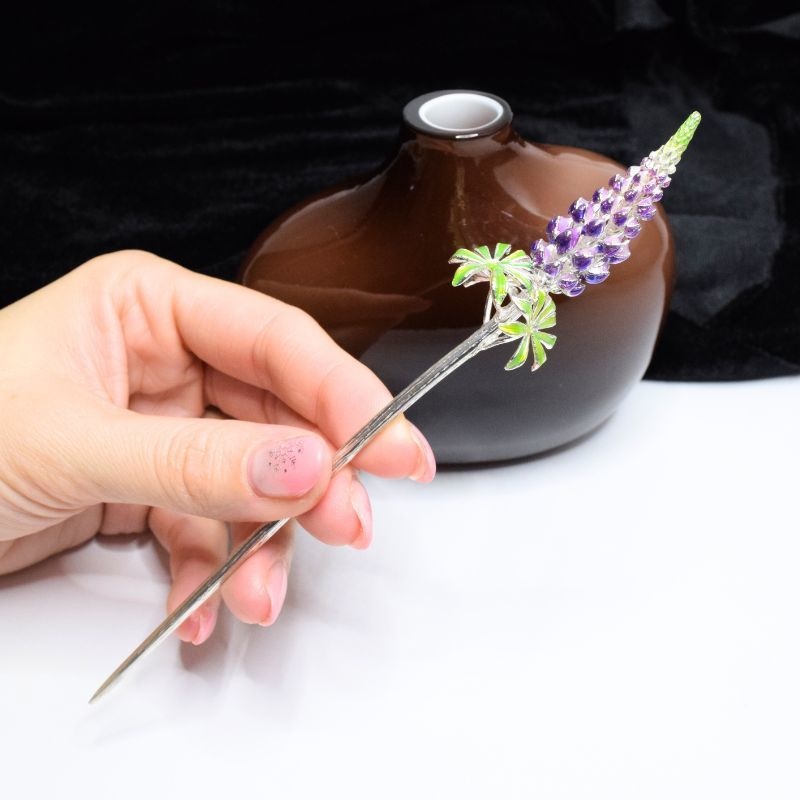 【翌日発送】ルピナスの花のかんざし - プロポーズや婚約にぴったりのアイテム K207