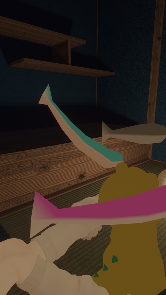 しっぽが揺れたり掴めたりするサカバンバスピス(色違い9種類)のVRCHAT用アクセサリー