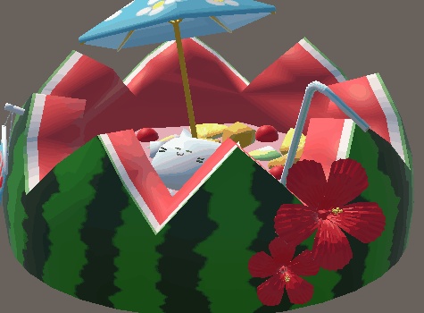 白玉ねこちゃんスイカのフルーツポンチ【VRChatアバター&アクセサリー】
