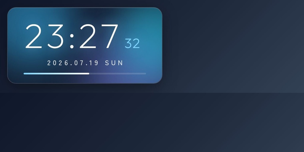 【OBS配信ウィジェット】Aurora Clock ─ 動く光のガラス時計(テーマ4種/色・サイズ自由)