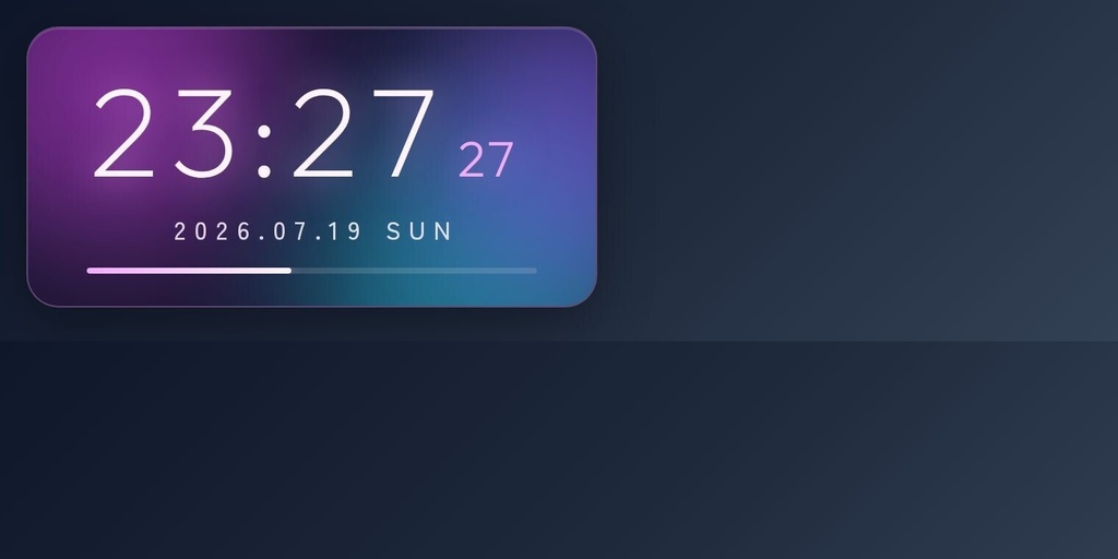 【OBS配信ウィジェット】Aurora Clock ─ 動く光のガラス時計(テーマ4種/色・サイズ自由)