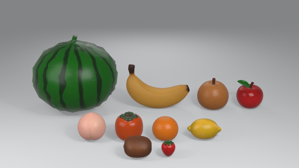 果物 3Dモデル 10種セット|ローポリ+ハイポリ同梱 VRChatワールド向け