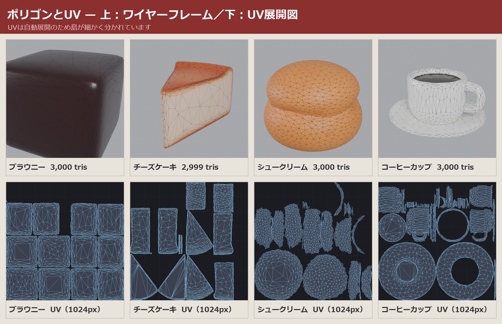 カフェ 3Dモデル 18種セット|ローポリ+ハイポリ同梱 VRChatワールド向け