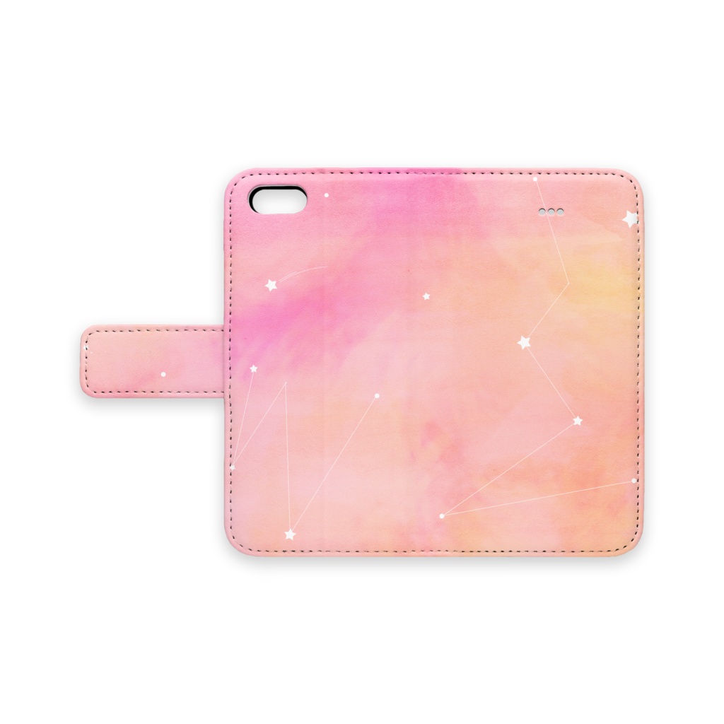 【iPhone】まあぶるよぞら手帳型スマホケース(ベルトあり/pink)