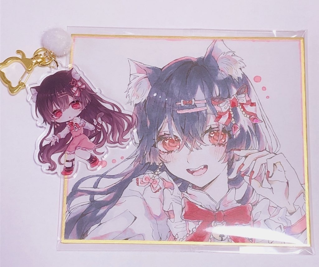 ケモ耳アクキーとミニ色紙