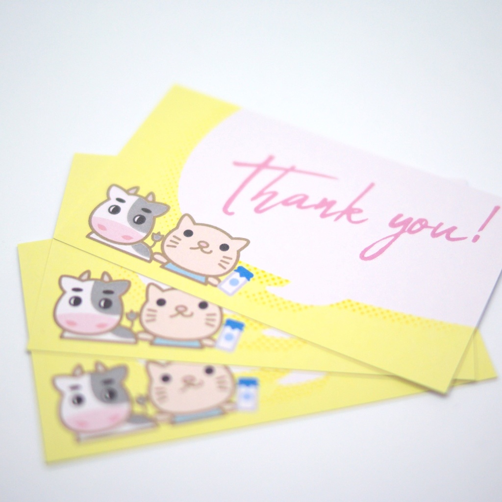 うしくんとネコのサンキューカード｜メッセージカード