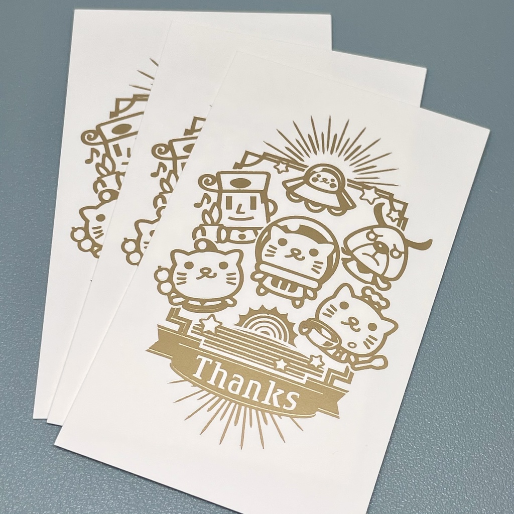 キャラ集合エンブレム風キラキラThanks｜メッセージカード