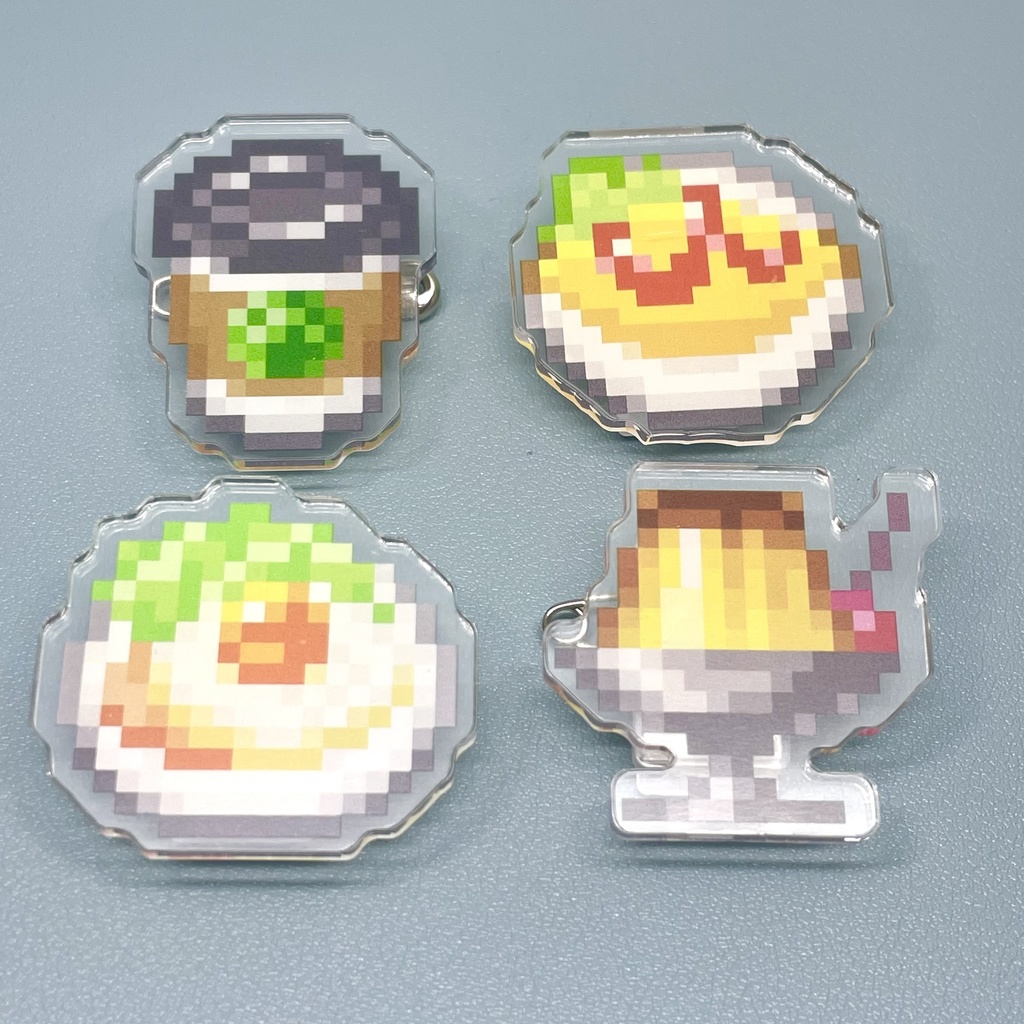 ドット絵レトロ喫茶店 アクリルバッジ