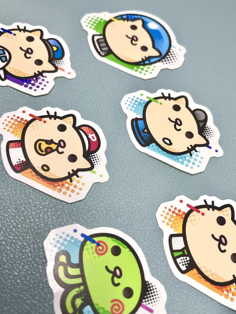 ドットはみ出しミニキャラ|ダイカットシール