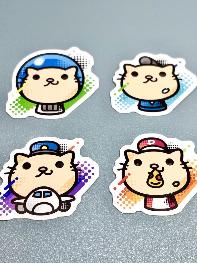 ドットはみ出しミニキャラ|ダイカットシール