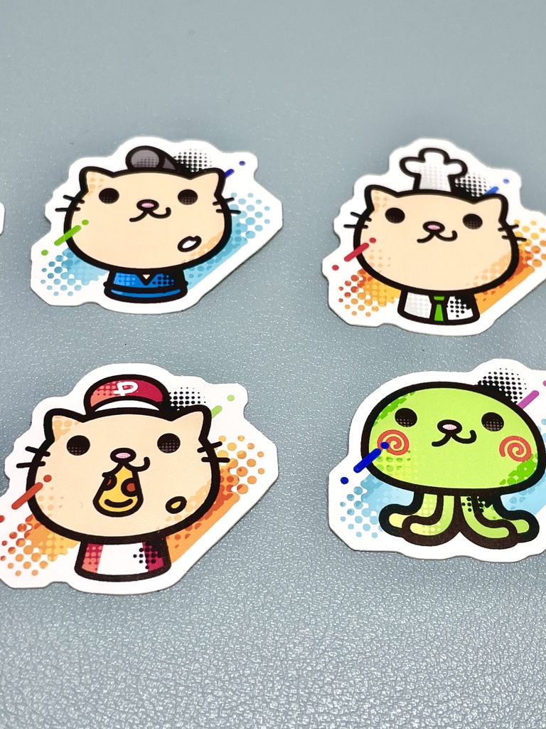 ドットはみ出しミニキャラ|ダイカットシール