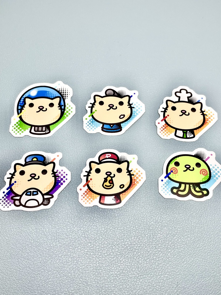 ドットはみ出しミニキャラ｜ダイカットシール