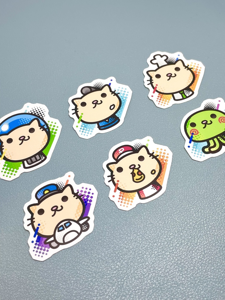 ドットはみ出しミニキャラ|ダイカットシール