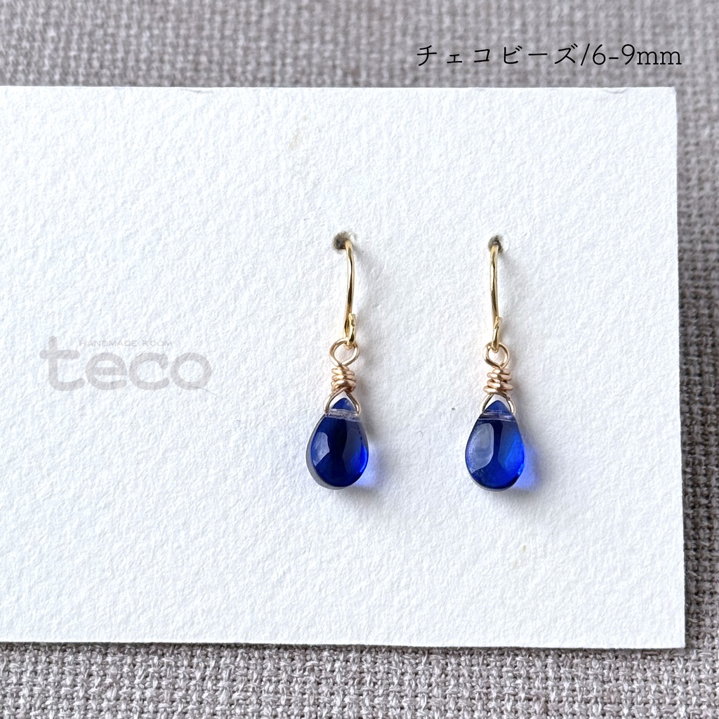 チェコビーズ　ディープブルー　一粒ドロップ [No.112]