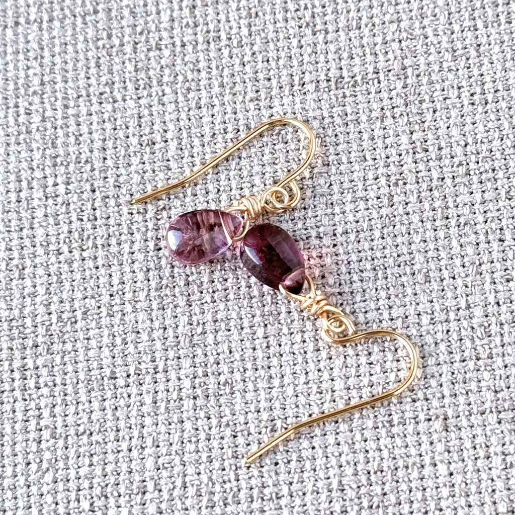 No.116 チェコビーズ 一粒ドロップフックピアス ワインレッド