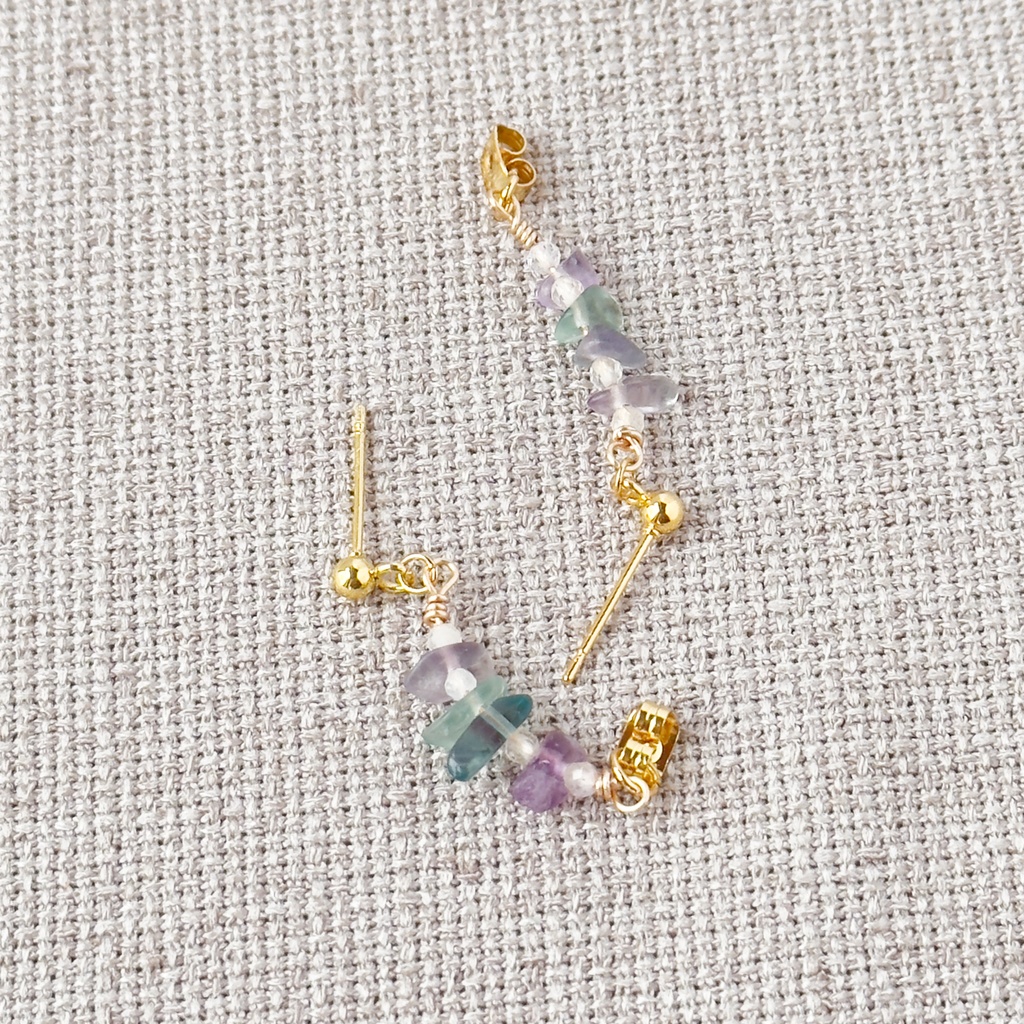 No.223 さざれ石のフープピアス フローライト シトリン