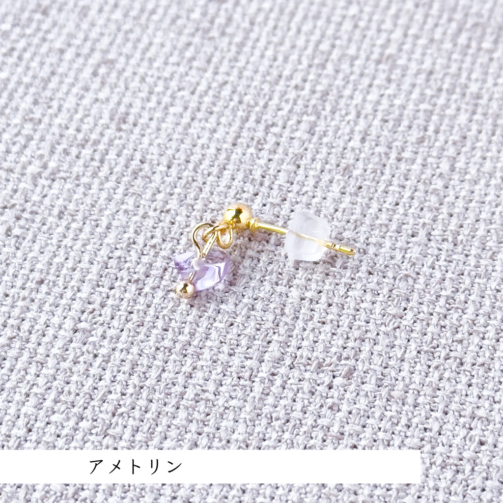 No.215 天然石 重ね付けミニピアスセット 薄色